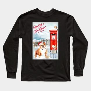 English Bulldog Merry Christmas Santa Dog Long Sleeve T-Shirt